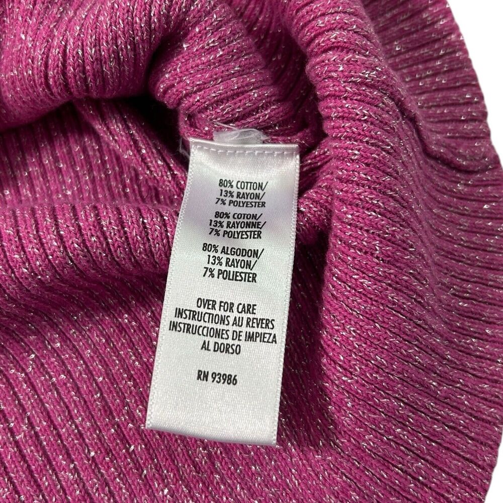 Casual Corner Sleeveless Sequin Neck Tank Blouse Pink Metallic Knit XS Y2K - Picture 6 of 8